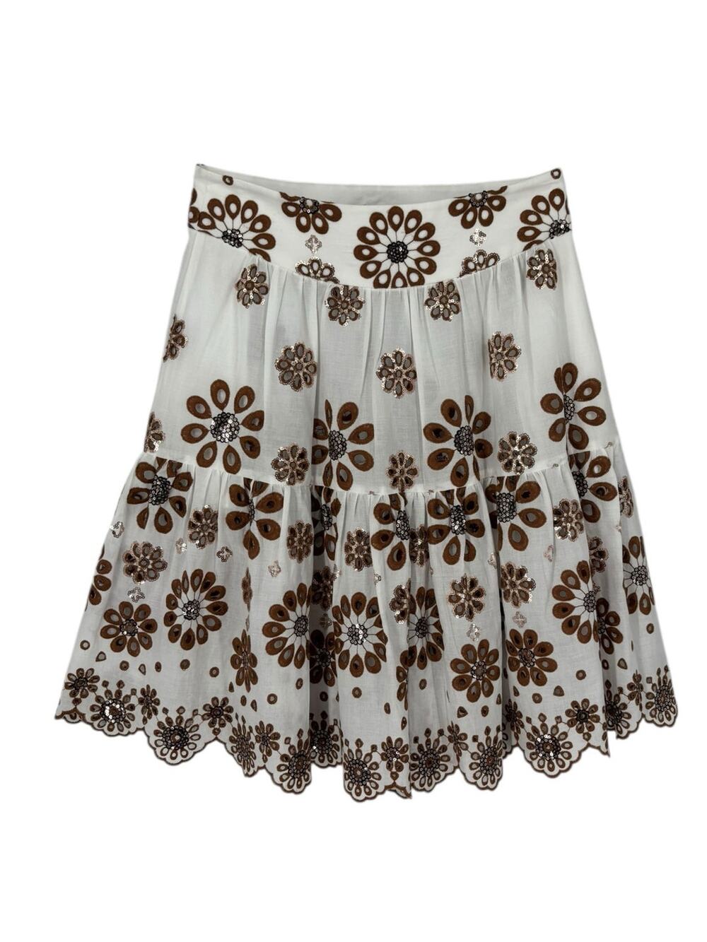 Michelle Farmer Eyelet Full Skirt Size 4 Lightweight Beach Resort Swing White
